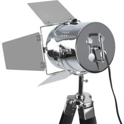HELLOSHOP26 Lampadaire Trépied Type Projecteur De Cinéma Hauteur Réglable Bois Et Métal Classe énergétique Led Rétro Lampe Sur Pied Pour Salon Noir Mat - Bois -Lampadaire Soldes 2022 45811125 5