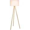 HELLOSHOP26 Lampadaire Trépied Led En Bois 145 Cm Diamètre 45 Cm Max 60 Watts Abat Jour Blanc Style Moderne Scandinave Luminaire Lampe Sur Pied Pour Salon - Blanc