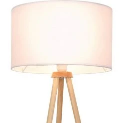HELLOSHOP26 Lampadaire Trépied Led En Bois 145 Cm Diamètre 45 Cm Max 60 Watts Abat Jour Blanc Style Moderne Scandinave Luminaire Lampe Sur Pied Pour Salon - Blanc -Lampadaire Soldes 2022 45811294 3