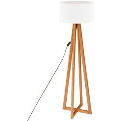 Lampadaire En Bois Coloris Blanc - Diamètre 39,5 X Hauteur 141 Cm -PEGANE-