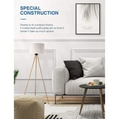 PEDY Lampadaire Sur Pied, Lampadaire Style Moderne Avec Trépied En Métal, Abat-jour En Tissu, Lampadaire Douille E27, Lumière Douce Naturelle, Hauteur 156 Cm, Pour Salon, Chambre, Bureau, Etc -Lampadaire Soldes 2022 45883910 5