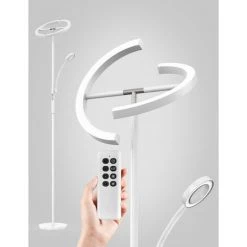 Anten Lampadaire Salon Avec Lampe De Lecture, Lampadaire Sur Pied Salon, Protection Des Yeux, 4 Températures De Couleur, Infinite Dimmable, Contrôle Tactile & Télécommande, Pour Salon Bureau Chambre