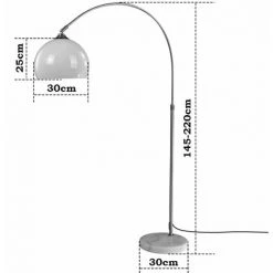 HELLOSHOP26 Lampadaire à Arc Réglable En Hauteur Led E27 60 Watts Base En Marbre Rétro Vintage Lampe Arceau Lampe Courbée Sur Pied Hauteur 220 Cm Blanc - Blanc