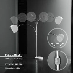 HELLOSHOP26 Lampadaire à Arc Réglable En Hauteur Led E27 60 Watts Base En Marbre Rétro Vintage Lampe Arceau Lampe Courbée Sur Pied Hauteur 220 Cm Blanc - Blanc -Lampadaire Soldes 2022 46355534 3