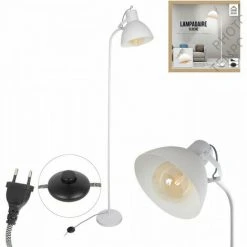 HOME DÉCO FACTORY CMP Lampadaire - Blanc 1,72 M Avec Câble Textile Noir Et Blanc -Lampadaire Soldes 2022 46448585 2