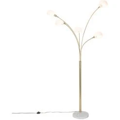 QAZQA Sixties - Lampadaire Design - 5 Lumière - H 1980 Mm - Doré/Laiton - Design - Éclairage Intérieur - Salon I Chambre - Doré/Laiton -Lampadaire Soldes 2022 47938205 3