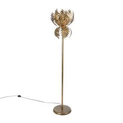 QAZQA Botanica - Lampadaire Rétro - 1 Lumière - H 170 Cm - Doré/Laiton - Rétro - Éclairage Intérieur - Salon I Chambre I Cuisine I Salle à Manger - Doré/Laiton