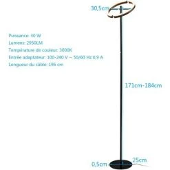 COSTWAY Lampadaire Salon LED Dimmable 2950 Lumen 3000K Avec Commande Tactile Lampe Sur Pied Pour Salon Café Chambre Bureau Noir 11 COSTWAY Lampadaire Salon LED Dimmable 2950 Lumen 3000K Avec Commande Tactile Lampe Sur Pied Pour Salon Café Chambre Bureau Noir -Lampadaire Soldes 2022 48066045 5