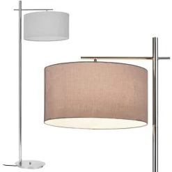 [lux.pro] Lampadaire London Lampe Sur Pied Lampe De Plancher Lampe Lampe De Salon Métal Tissu Gris E27 155 Cm X Ø 48 Cm -Lampadaire Soldes 2022 4895342 3