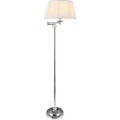 [lux.pro] Lampadaire Lampe Sur Pied Métal Cristal Artistique Tissu Blanc Chrome 1 X E27 158cm