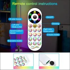 BLEOSAN Lampadaire LED Bluetooth 104CM RGB LED USB Lampadaire Salon Sur Pied D'angle En U Moderne Avec Télécommande Et APP Contrôle -Lampadaire Soldes 2022 49196331 4