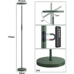 Anten Lampadaire LED 30W Matcha Vert à Intensité Variable | Lampadaire Avec Télécommande Dimmable 3000K/4000K/5000K | Bouton Tactile Fonction Mémoire Lampe Sur Pied Pour Salon, Chambre, Breau -Lampadaire Soldes 2022 49982197 5