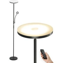 Anten Lampadaire Sur Pied Salon Dimmable 30W 2000LM | Avec LED Liseuse Flexible 5W | 3 Colors Température Variable | Modern Lampe Sur Pied Télécommande Pour Chambre Bureau Café Hôtel - Noir