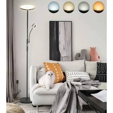 Anten Lampadaire Sur Pied Salon Dimmable 30W 2000LM | Avec LED Liseuse Flexible 5W | 3 Colors Température Variable | Modern Lampe Sur Pied Télécommande Pour Chambre Bureau Café Hôtel - Noir 4 Anten Lampadaire Sur Pied Salon Dimmable 30W 2000LM | Avec LED Liseuse Flexible 5W | 3 Colors Température Variable | Modern Lampe Sur Pied Télécommande Pour Chambre Bureau Café Hôtel - Noir – Image 2
