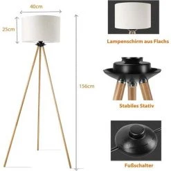 Homfa Lampadaire Trépied Scandinave Lampe Sur Nordic LED Abat-Jour Lampe Salon Bureau Chambre à Coucher -Lampadaire Soldes 2022 50051497 3
