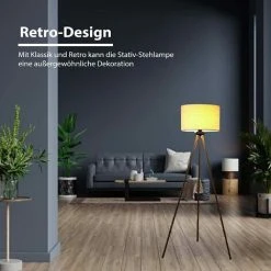 Homfa Lampadaire Trépied Scandinave Lampe Sur Nordic LED Abat-Jour Lampe Salon Bureau Chambre à Coucher -Lampadaire Soldes 2022 50051497 5
