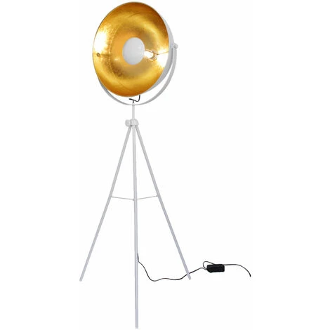 Kiom Rétro Lampadaire Trépied Lampe De Studio Big Alona Blanc & Or 10594 -Lampadaire Soldes 2022 50602842 1