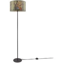 Paco Home Lampe Pour Enfant Lampadaire LED Chambre D'enfant, Jungle Avec Motif Animal, E27 Un Pied Noir, Vert (Ø38 Cm)