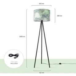 Paco Home Lampadaire Salon Chambre À Coucher E27 Nature Motif Floral Palmiers  Vert (Ø45,5 Cm),  Lampadaire - Noir -Lampadaire Soldes 2022 50625176 3