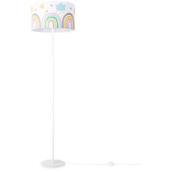 Paco Home Lampe Chambre Enfant Chambre De Bébé Lampadaire E27 Arc-En-Ciel Soleil Nuages Multicolore (Ø38cm), Lampadaire - Blanc