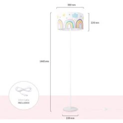 Paco Home Lampe Chambre Enfant Chambre De Bébé Lampadaire E27 Arc-En-Ciel Soleil Nuages  Multicolore (Ø38cm),  Lampadaire - Blanc -Lampadaire Soldes 2022 50625199 3
