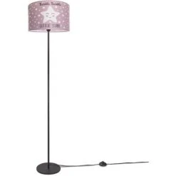 Paco Home Lampe Pour Enfants Lampadaire LED Chambre D'enfant Lampe Motif étoiles, E27 Un Pied Noir, Rose (Ø38 Cm)