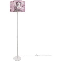 Paco Home Lampe Pour Enfant Lampadaire LED Chambre D'enfant Lampe Licorne, Pour Fille E27 Un Pied Blanc, Rose (Ø38 Cm)