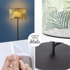 Paco Home Lampadaire Salon Chambre À Coucher E27 Nature Motif Floral Palmiers  Vert (Ø38 Cm),  Lampadaire - Noir -Lampadaire Soldes 2022 50630950 4