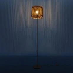 Paco Home Lampadaire LED Moderne Salon Chambre Aspect Rotin Boho Corbeille Lampadaire E27  Un Pied Noir,  Beige (Ø28 Cm) -Lampadaire Soldes 2022 50674262 3