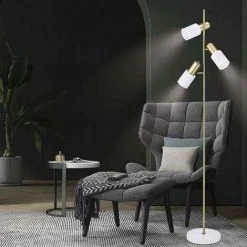 Lampadaire 3 Lumières Avec Projecteurs Modèle MAENA Or ALEMAR -Lampadaire Soldes 2022 50742456 2