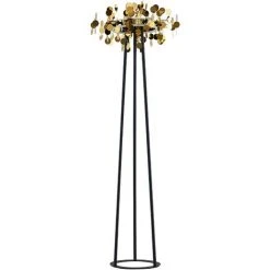 LUCANDE LED Lampadaire à Intensité Variable 'Glimmo' En Aluminium Pour Salon & Salle à Manger - Noir, Laiton