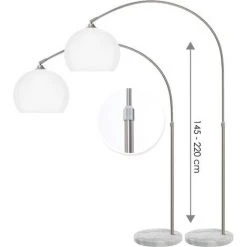 KESSER® Lampe à Arc Avec Pied En Marbre Stable Hauteur Réglable 146-220 cm Blanc - Interrupteur à Pied - Lampadaire Lampadaire Lampe à Arc Lampadaire à Arc Lampadaire Sur Pied Lounge RETRO Design Blanc, Blanche -Lampadaire Soldes 2022 50941974 4