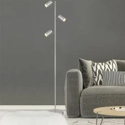ETC-SHOP Lampadaire Lampadaire 3 Lumières Lampadaire Orientable Lampadaire Salon Moderne Argent, 3 Flammes, Métal, 3x GU10, LxlxH 25x23x154 Cm -Lampadaire Soldes 2022 51004194 3