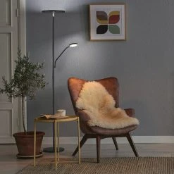 ETC-SHOP Uplighter LED Dimmable Avec Liseuse Lampadaire Salon Lampadaire Dimmable, Mobile, Variateur Tactile CCT, Noir, 2x LED 41W 6.5W 4900Lm, LxlxH 30x47x180 Cm -Lampadaire Soldes 2022 51246961 3