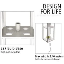 PULUOMIS Lampadaire En Bois Design Lampe Sur Pied Avec 3 Niveaux Etagères Und E27 Base 1.6M Lampadaire étagère Blanc - Blanc -Lampadaire Soldes 2022 51783485 4