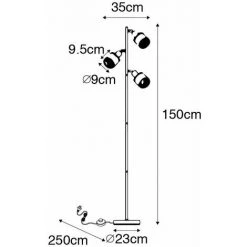 QAZQA Noud - Lampadaire Design - 3 Lumière - H 150 Cm - Noir - Design - Éclairage Intérieur - Salon I Chambre I Cuisine I Salle à Manger - Noir -Lampadaire Soldes 2022 51926768 4