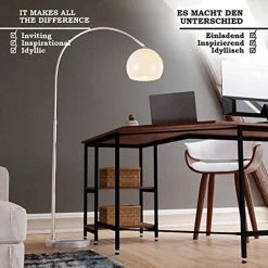 NOVA Lampe à Arc Ajustable 145-220 Cm Avec Abat-jour Rotatif Diverses Couleurs Couleur : BLANCHE -Lampadaire Soldes 2022 52056644 5