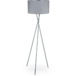 Relaxdays Lampe Sur Trois Pieds, Décorative, Interrupteur, Lumière Indirecte, Lampadaire De Salon, HlP:150x51x51cm,gris