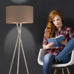 Relaxdays Lampe Sur Trois Pieds, Décorative, Interrupteur, Lumière Indirecte, Lampadaire De Salon, HlP:150x51x51cm,gris -Lampadaire Soldes 2022 52202983 3