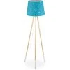 Relaxdays Lampe Droite Chambre D'enfants, E27; Avec Câble, Abat-jour, Motif étoiles, Tissu, Bois, 47cm De Hauteur, Bleu