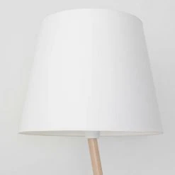 LICHT-ERLEBNISSE Lampadaire Trépied En Bois Avec Abat-jour En Tissu Blanc Au Design Scandinave Moderne Avec Petite Table - Bois, Blanc -Lampadaire Soldes 2022 52555584 3
