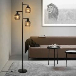 ZMH Lampadaire Vintage Lampadaire Sur Pied - 3 Flammes Au Design Industriel Rétro En Fer Lampadaire En Métalpour Salon Chambre Bureau Douille E27 MAX 25W Sans Ampoule 152cm -Lampadaire Soldes 2022 52931100 3