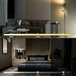 Anten 30W Lampadaire LED Avec Liseuse Réglable 5W Lampadaire Sur Pied Salon Avec Télécommande Lampe LED Sur Pied Avec Luminosité Réglable Lampadaire Chambre Dimmable Avec Couleur à Choix 3000K à 6000K -Lampadaire Soldes 2022 53043919 3