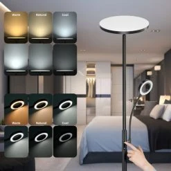 Anten 30W Lampadaire LED Avec Liseuse Réglable 5W Lampadaire Sur Pied Salon Avec Télécommande Lampe LED Sur Pied Avec Luminosité Réglable Lampadaire Chambre Dimmable Avec Couleur à Choix 3000K à 6000K -Lampadaire Soldes 2022 53043919 4