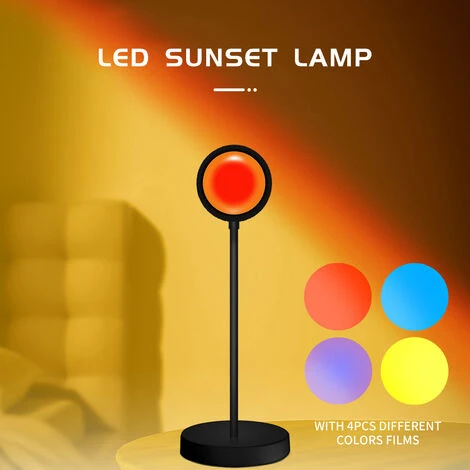 SUPERSELLER USB Sunset Lampe Avec 4PCS Différentes Couleurs Films 360 Degrés Rotation Projecteur Sunset LED Lumière Arc-En-Ciel Projection Lampe Pour Photographie Fête 4 SUPERSELLER USB Sunset Lampe Avec 4PCS Différentes Couleurs Films 360 Degrés Rotation Projecteur Sunset LED Lumière Arc-En-Ciel Projection Lampe Pour Photographie Fête – Image 2