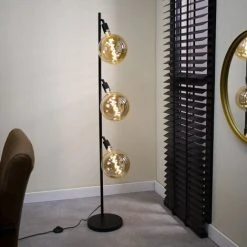 DIMEHOUSE Glenn Lampadaire Industriel Métal 3 Ampoules - Noir