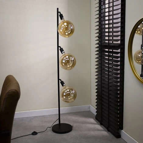 DIMEHOUSE Glenn Lampadaire Industriel Métal 3 Ampoules - Noir 4 DIMEHOUSE Glenn Lampadaire Industriel Métal 3 Ampoules - Noir – Image 2