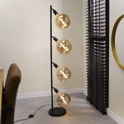 DIMEHOUSE GLENN Lampadaire Industriel Métal 4 Ampoules - Noir