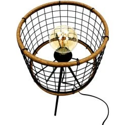 Lampe De Table - Inclinable - 40 W E27 LED - 23 X 49 Cm - Noire/Bois - MaxxHome -Lampadaire Soldes 2022 54009826 2