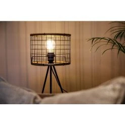 Lampe De Table - Inclinable - 40 W E27 LED - 23 X 49 Cm - Noire/Bois - MaxxHome -Lampadaire Soldes 2022 54009826 5